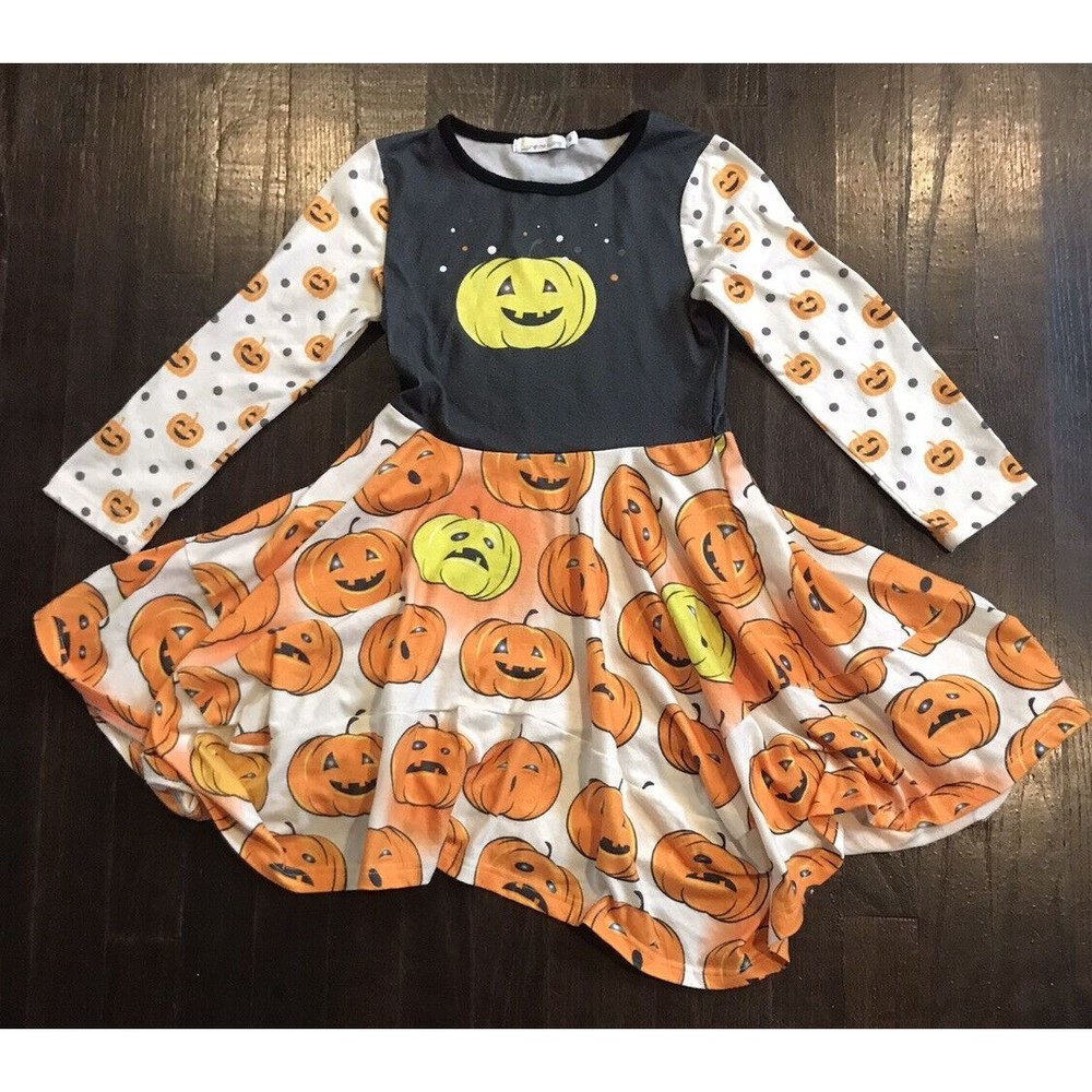 SUNSHINE SWING Girls Size 6 DRESS Pumpkin Jack-o-lantern THEMED HALLOWEEN Spooky